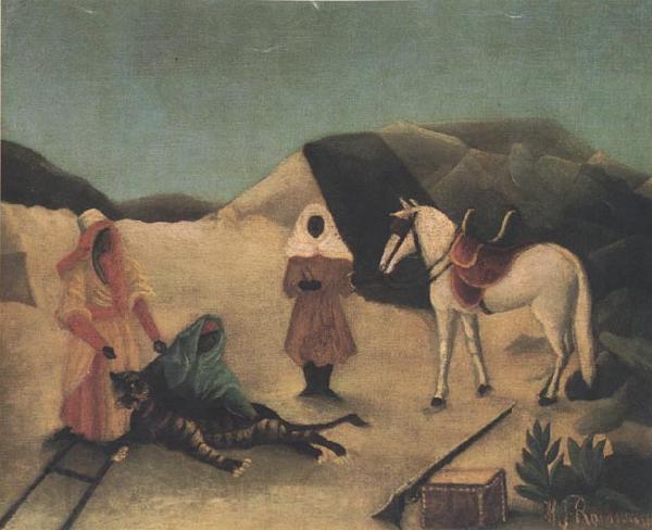 Henri Rousseau The Tiger Hunt Norge oil painting art